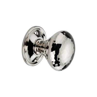 Spira Brass Hammered Mushroom Rim/mortice Door Knob Polished Nickel from B&Q