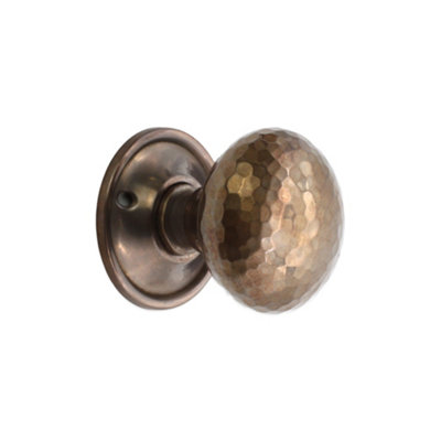 B&Q -  Hammered Mushroom Rim/mortice Door Knob Antique