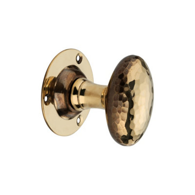 B&Q -  Hammered Oval Mortice Door Knob Aged Brass