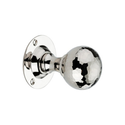 Spira Brass Hammered Ball Mortice Door Knob Polished Nickel from B&Q