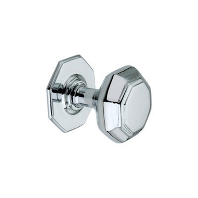 Spira Brass Octagonal Centre Door Knob Polished Chrome from B&Q