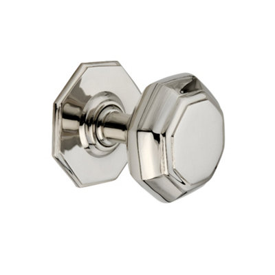 Spira Brass Octagonal Centre Door Knob Polished Nickel from B&Q