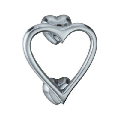 Spira Brass Heart Door Knocker Satin Chrome