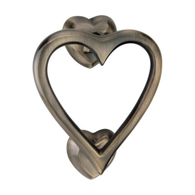 OakcraftsHeart Door Knocker Antique Brass Finish from B&Q