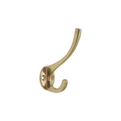 Spira Brass Victorian Coat Hook 87mm Polished Brass from B&Q