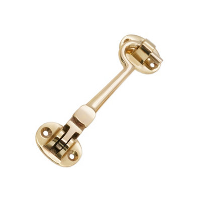 B&Q -  Brass Cabin Hook 4"100mm Polished Brass