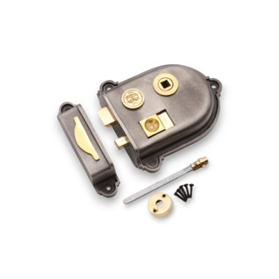 B&Q -  Cromwell Rim Lock Pewter Finish