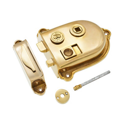 B&Q -  Brass Cromwell Rim Lock Polished Brass Unlacquered