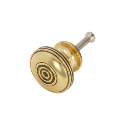 Spira Brass Bloxwich Large 40mm Cupboard Knob - Aged Brass, Gold - Image 4