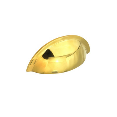 Spira Brass Slim Cup Drawer PullSmall Polished Brass Unlacquered from B&Q