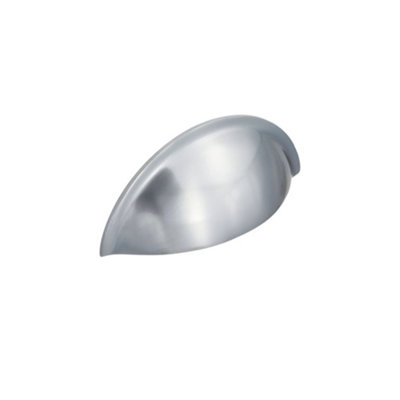 Satin Chrome Small Slim Cup Pull Drawer Handle Spira Brass - Image 4