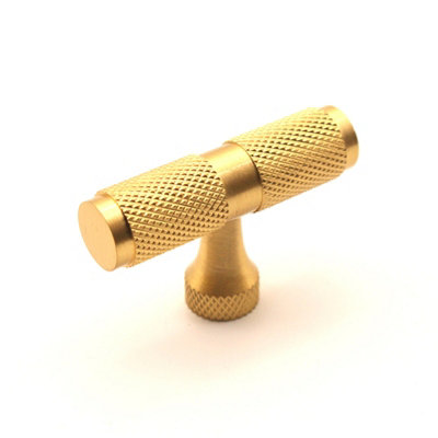 B&Q -  Knurled T Bar Cupboard Pull Satin Brass