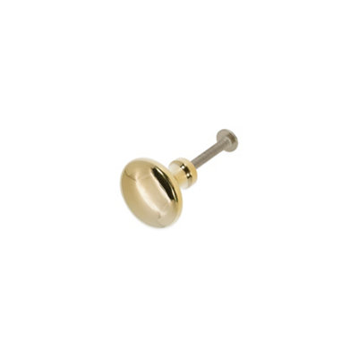 Spira Brass Mushroom 25mm Cupboard Knob Polished Brass Unlacquered from B&Q
