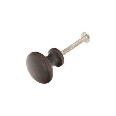 Spira Brass Mushroom 25mm Cupboard Knob Aged Bronze from B&Q