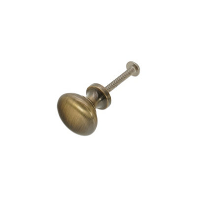 Spira Brass Mushroom 25mm Cupboard Knob Antique Brass from B&Q