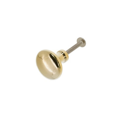 Spira Brass Mushroom 32mm Cupboard Knob Polished Brass Unlacquered from B&Q