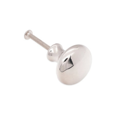 Spira Brass Mushroom 32mm Cupboard Knob Polished Nickel from B&Q