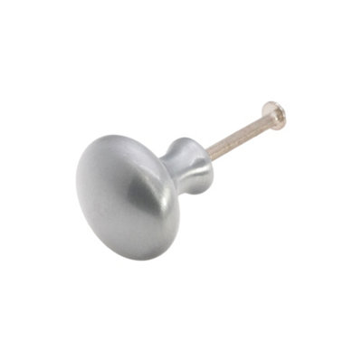 Spira Brass Mushroom 32mm Cupboard Knob Satin Chrome from B&Q
