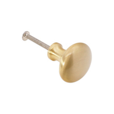 Spira Brass Mushroom 32mm Cupboard Knob Satin Brass from B&Q