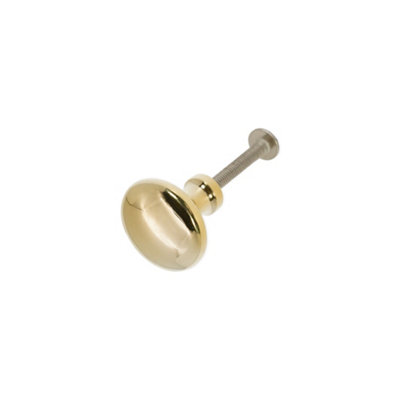 Spira Brass Mushroom 38mm Cupboard Knob Polished Brass Unlacquered from B&Q