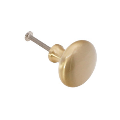 Spira Brass Mushroom 38mm Cupboard Knob Satin Brass from B&Q