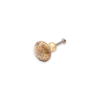 Spira Brass Hammered Mushroom 32mm Cupboard Knob Aged Brass from B&Q