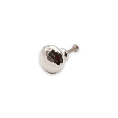 Spira Brass Hammered Mushroom 32mm Cupboard Knob Polished Nickel from B&Q