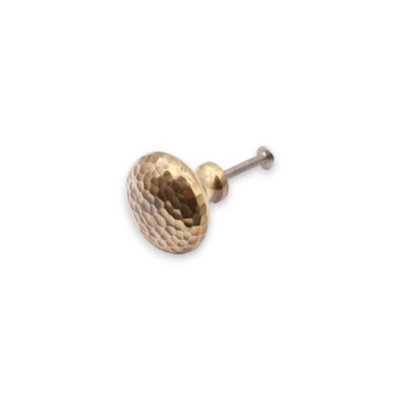 Spira Brass Hammered Mushroom 38mm Cupboard Knob Aged Brass from B&Q