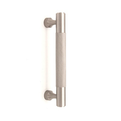 B&Q -  Knurled Bar Handles Medium Satin Silver