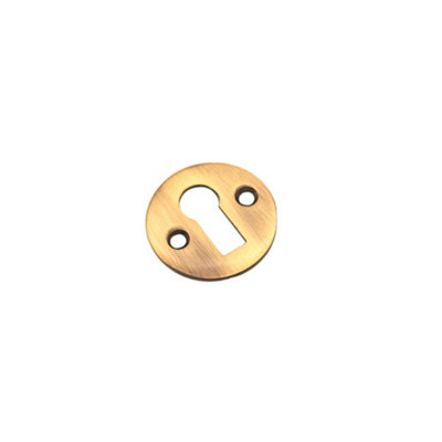 Spira Brass Victorian Key Hole Open Antique Brass - Flat Escutcheon for External Doors - 32mm Diameter - Image 4