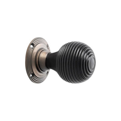 Spira Brass Ebonised Beehive Rim/mortice Door Knob Matt Antique from B&Q