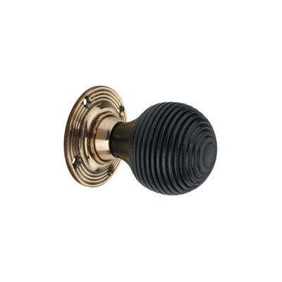Spira Brass Ebonised Beehive Rim/mortice Door Knob Aged Brass from B&Q