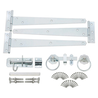 B&Q -  12" 300mm Plain Ring Gate Ironmongery Kit Zinc