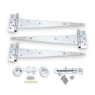 B&Q -  18" 450mm Plain Ring Gate Ironmongery Kit Zinc