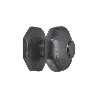 Spira Brass Octagonal Centre Door Knob - Black - Iron - Image 2