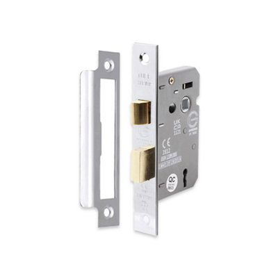Spira Brass 2.5" Ce 3 Lever Mortice Sash Lock Fd60Polished Chrome from B&Q