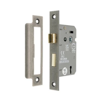 B&Q -  2.5" Ce 3 Lever Mortice Sash Lock Fd60Pewter
