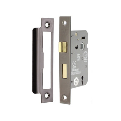 B&Q -  3" Ce 3 Lever Mortice Sash Lock Fd60Black Nickel