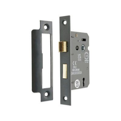B&Q -  3" Ce 3 Lever Mortice Sash Lock Fd60Gunmetal Grey