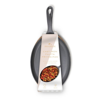 Silk Route Home Cast Iron Fajita Frying Pan & Wooden Serving Board from B&Q