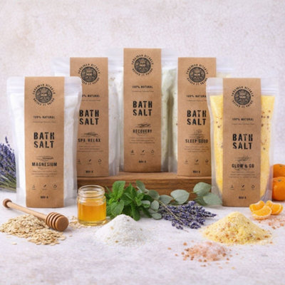 Serenityy Luxury Epsom Bath Salt Set - Relax, Sleep & Recovery (5 Pack) in White - Image 6