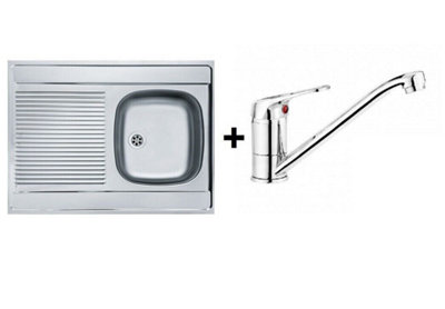 Impact Furniture Franke Kitchen Sink Single Bowl Sit On Drainer Steel 800 X 600 With Deante Mixer Tap