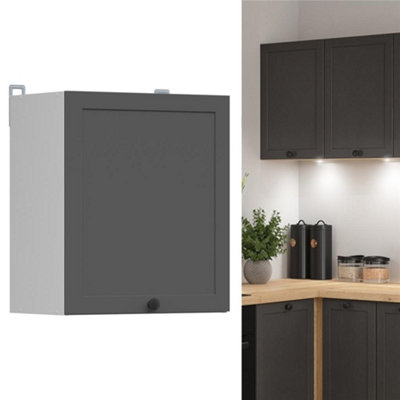 B&Q -  Kitchen Wall Cabinet 500mm Unit Modern Complete Cupboard Shaker Dark Grey 50Cm 1 Door Junona