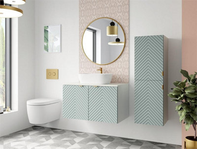 Impact Furniture Bathroom Wall Units Furniture Set Green 80Cm Vanity Countertop Sink Tallboy Cara