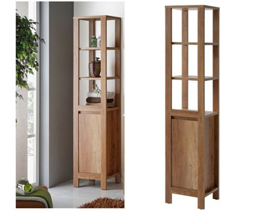 B&Q -  Freestanding Bathroom Tall Cabinet Floor Cupboard Slimline Tallboy Shelf Unit Classic Oak Effect Storage