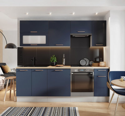 B&Q -  Kitchen Cabinets Set Complete Cupboards 7 Units With Glass Display 240Cm Diy Package Flat Packed Nora