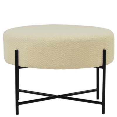 Lakeland Furniture Avon Cream Boucle Black Leg Foot Stool from B&Q
