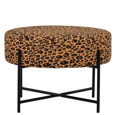 Lakeland Furniture Avon Leopard Fabric Black Leg Foot Stool from B&Q