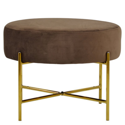 Lakeland Furniture Avon Mocha Brown Velvet Gold Leg Foot Stool from B&Q