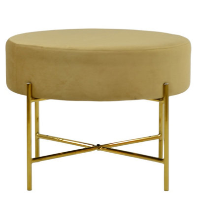 Lakeland Furniture Avon Camel Cream Velvet Gold Leg Foot Stool from B&Q